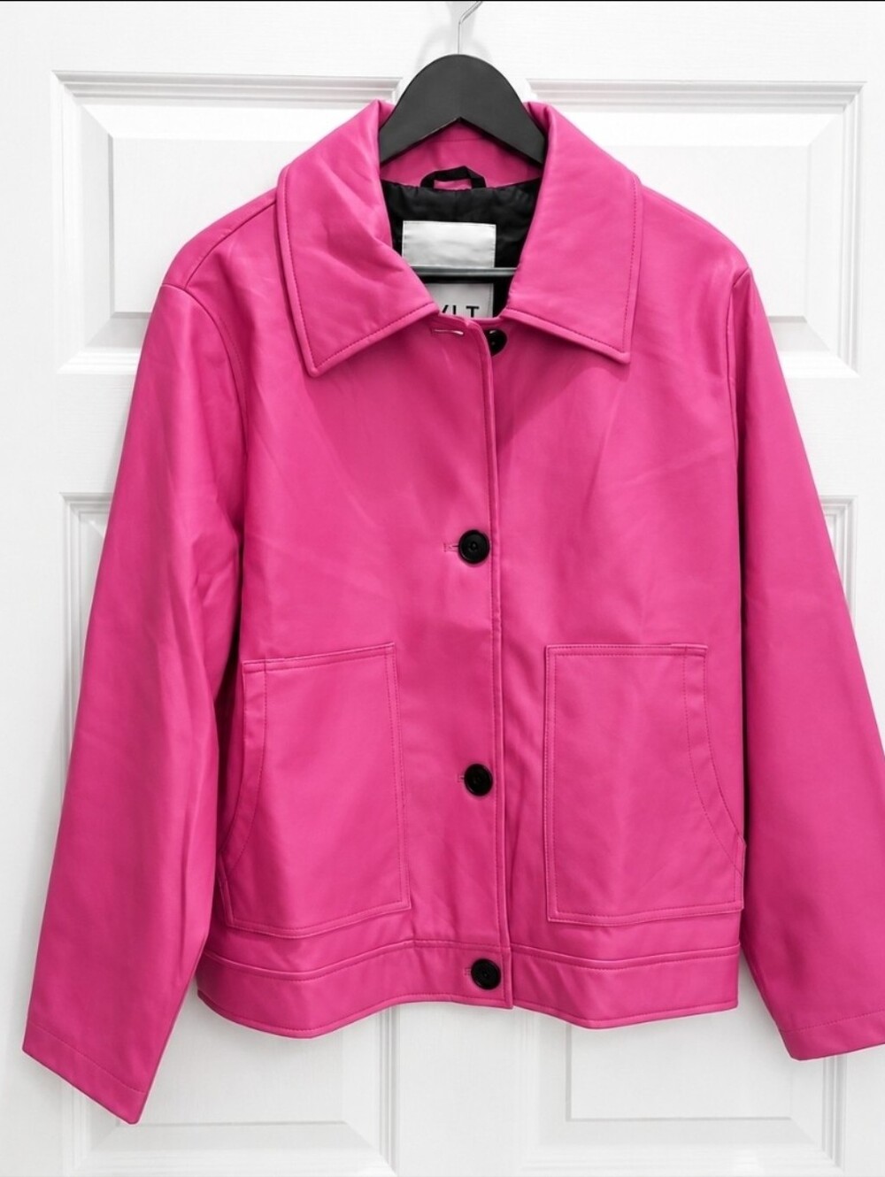 NWT NVLT Jazzy Rose Pink Vegan Leather Button Front Jacket Medium